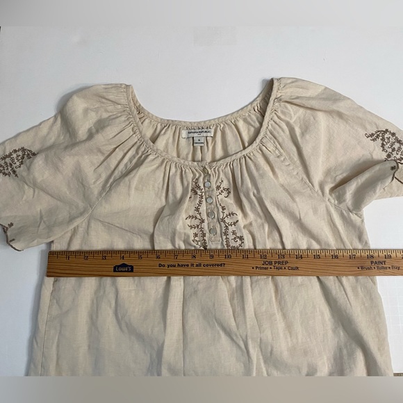BANANA REPUBLIC Beige Short Sleeve Linen Blend Embroidered Women’s size Small - Picture 5 of 11